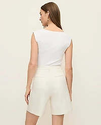 Ann Taylor The Long Short Linen Blend Winter White Women's