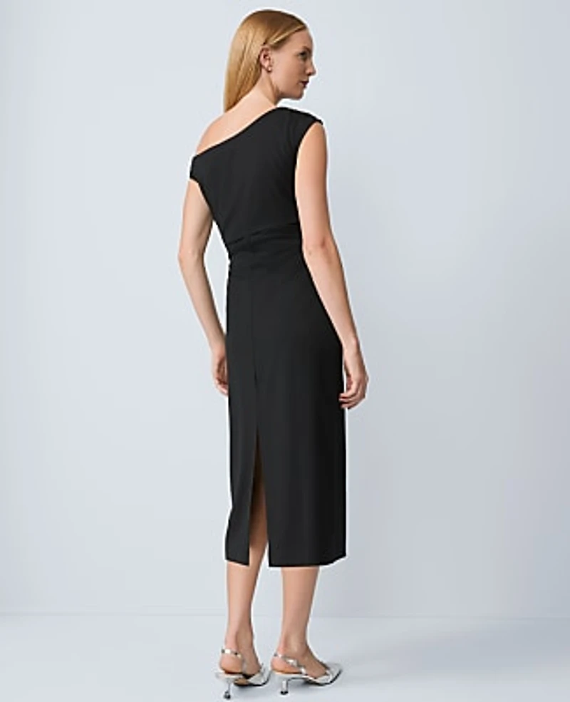 Ann Taylor Asymmetric Off-The-Shoulder Column Dress Black Women's
