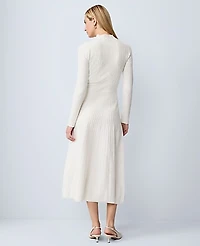 Ann Taylor Petite Ribbed Mock Neck Sweater Dress Size Large Winter White Women's