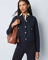 Ann Taylor Weekend Collection Patch Pocket Jacket Size XL Night Sky Women's