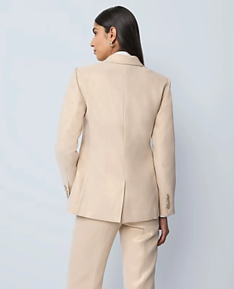 Ann Taylor The Petite Greenwich Blazer Metallic Jacquard Gold/White Women's