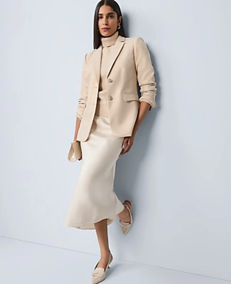 Ann Taylor The Petite Greenwich Blazer Metallic Jacquard Gold/White Women's
