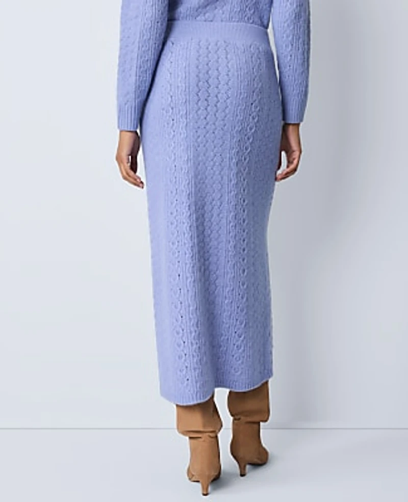 Ann Taylor Petite Weekend Pointelle Sweater Skirt Peaceful Periwinkle Women's