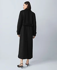 Ann Taylor Petite Fitted Double Breasted Long Coat Black Women's