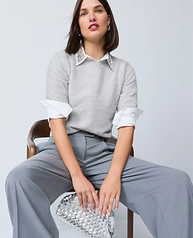 Ann Taylor Petite Metallic Sweater T-Shirt Women's