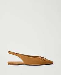 Ann Taylor Weekend Suede Bow Slingback Flat Women's