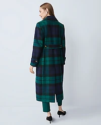 Ann Taylor Petite Plaid Fitted Double Breasted Coat Rainforest Women's
