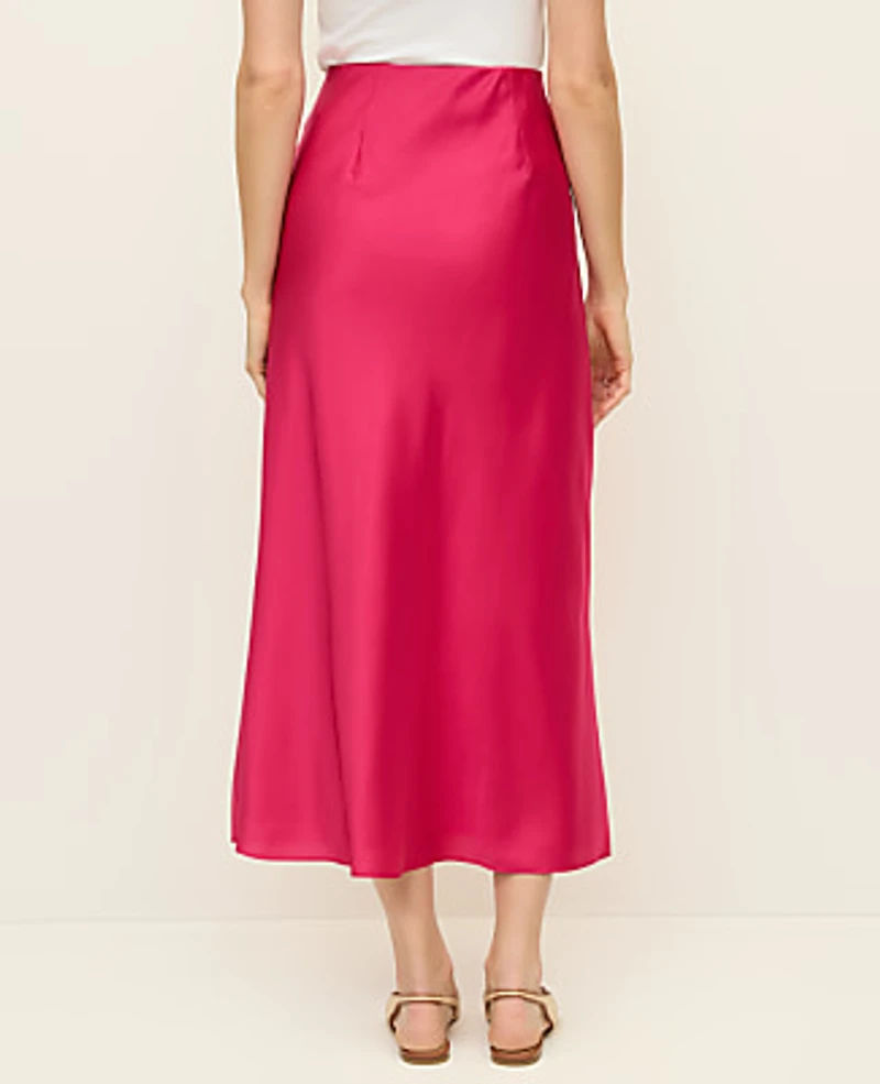 Ann Taylor Satin Bias Midi Slip Skirt Women's