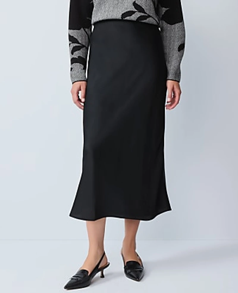Ann Taylor Satin Bias Midi Slip Skirt Women's