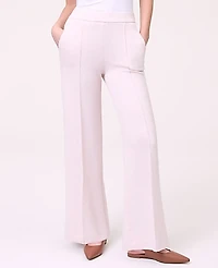 Ann Taylor Petite Weekend Wide-Leg Pant in CloudPlush Size Large Soft Pink Heather Women's