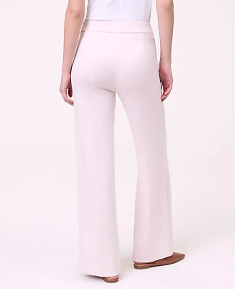 Ann Taylor Petite Weekend Wide-Leg Pant in CloudPlush Size Large Soft Pink Heather Women's