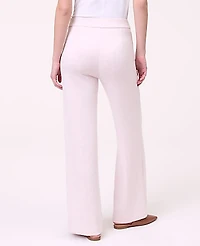 Ann Taylor Petite Weekend Wide-Leg Pant in CloudPlush Size Large Soft Pink Heather Women's