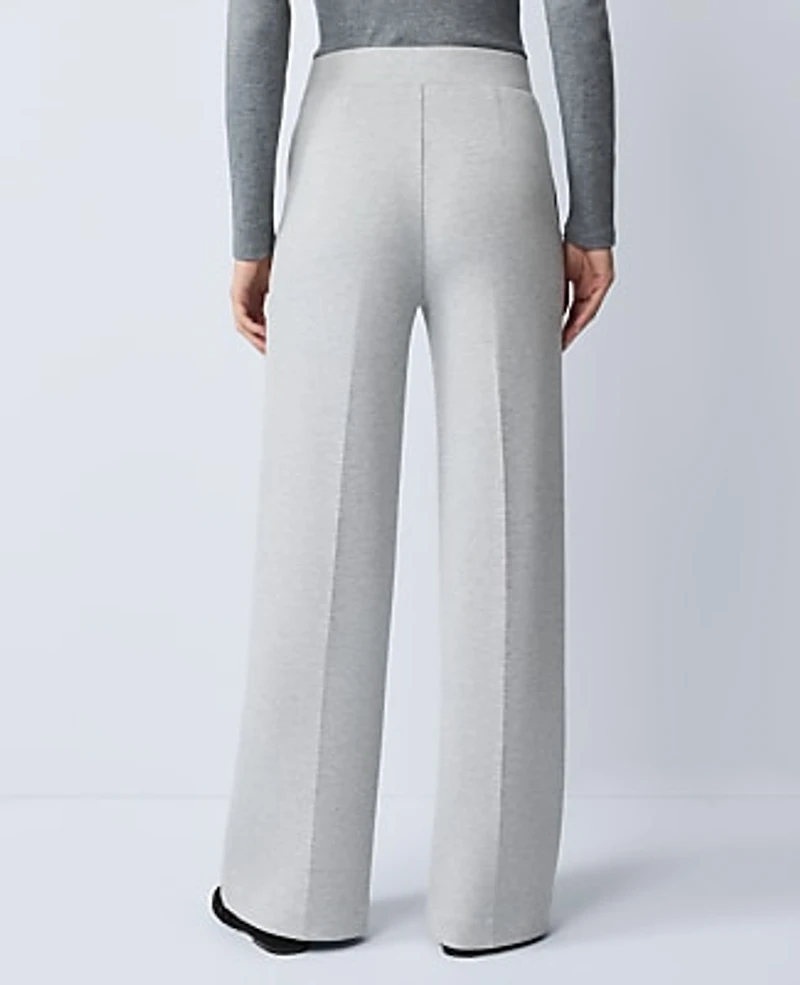Ann Taylor Petite Weekend Wide-Leg Pant in CloudPlush Size XL Iceberg Grey Heather Women's