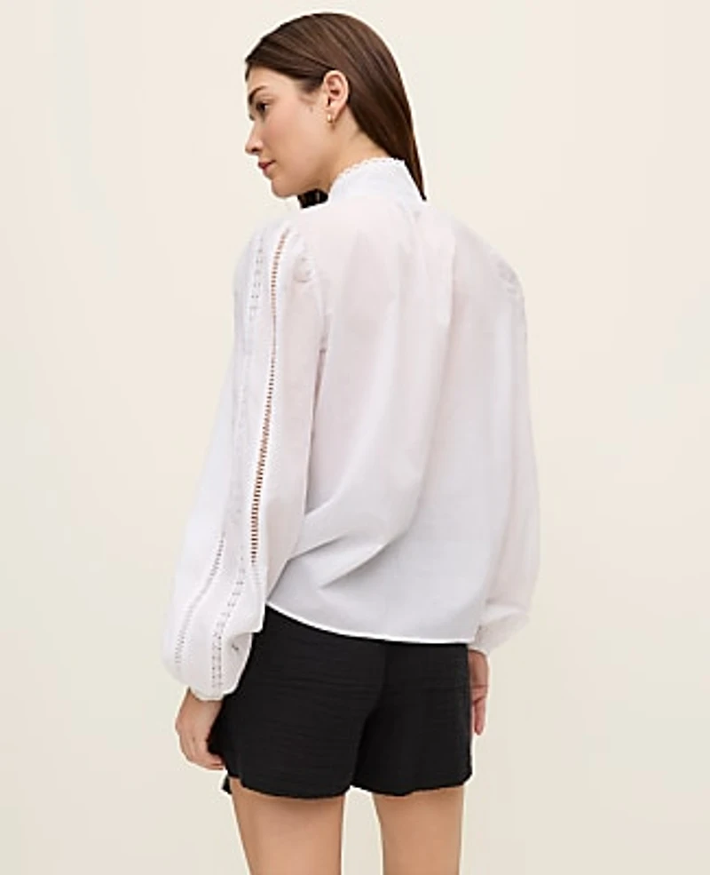 Ann Taylor Embroidered Blouse Size XS White Women's