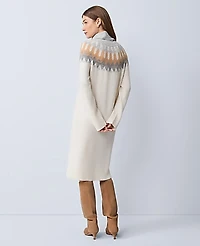 Ann Taylor Petite Weekend Fair Isle Sweater Midi Dress Grey Women's