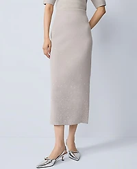 Ann Taylor Petite Embellished Sweater Skirt Medium Light Heather Grey Women's