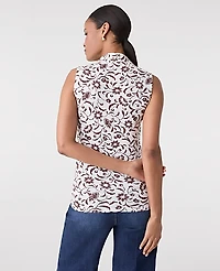 Ann Taylor Floral Sleeveless V-Neck Top Size XS Winter Whtie Women's