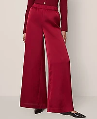 Ann Taylor The Easy Palazzo Pant Satin Cherry Pie Women's