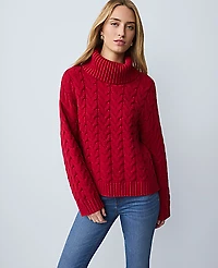 Ann Taylor Petite Weekend Cable Turtleneck Sweater Women's
