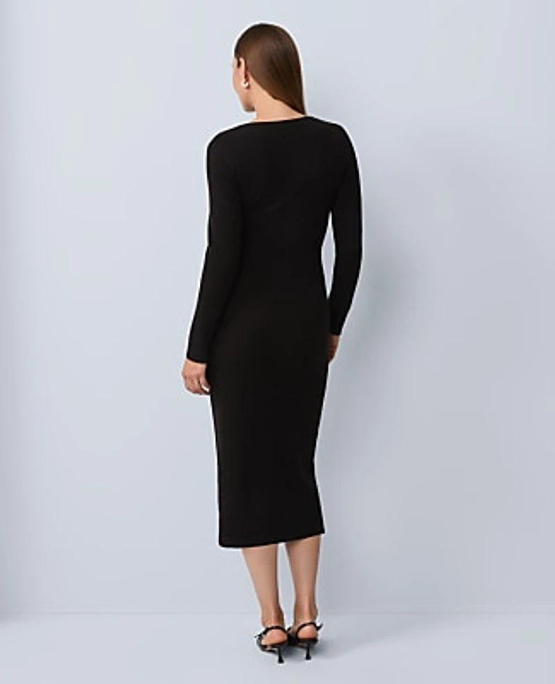 Ann Taylor Petite Wrap Effect Sweater Sheath Dress Black Women's