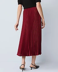 Ann Taylor Satin Pleated Midi Skirt Cherry Pie Women's