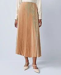 Ann Taylor Satin Pleated Midi Skirt Women's
