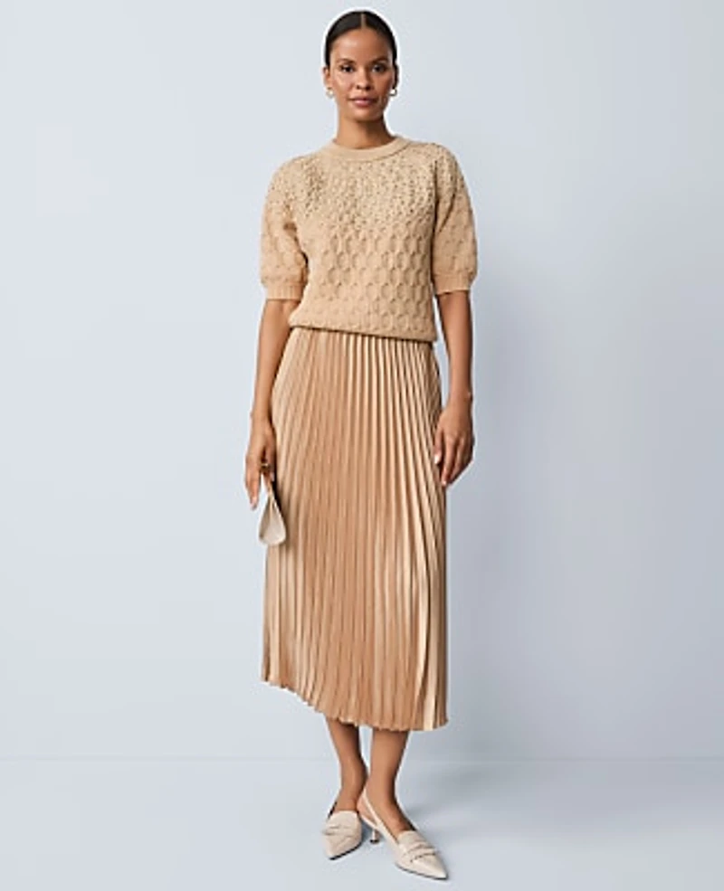 Ann Taylor Petite Shimmer Cable Sweater T-Shirt Women's