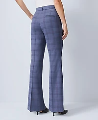 Ann Taylor The Petite Flare Trouser Plaid Blue Multi Women's