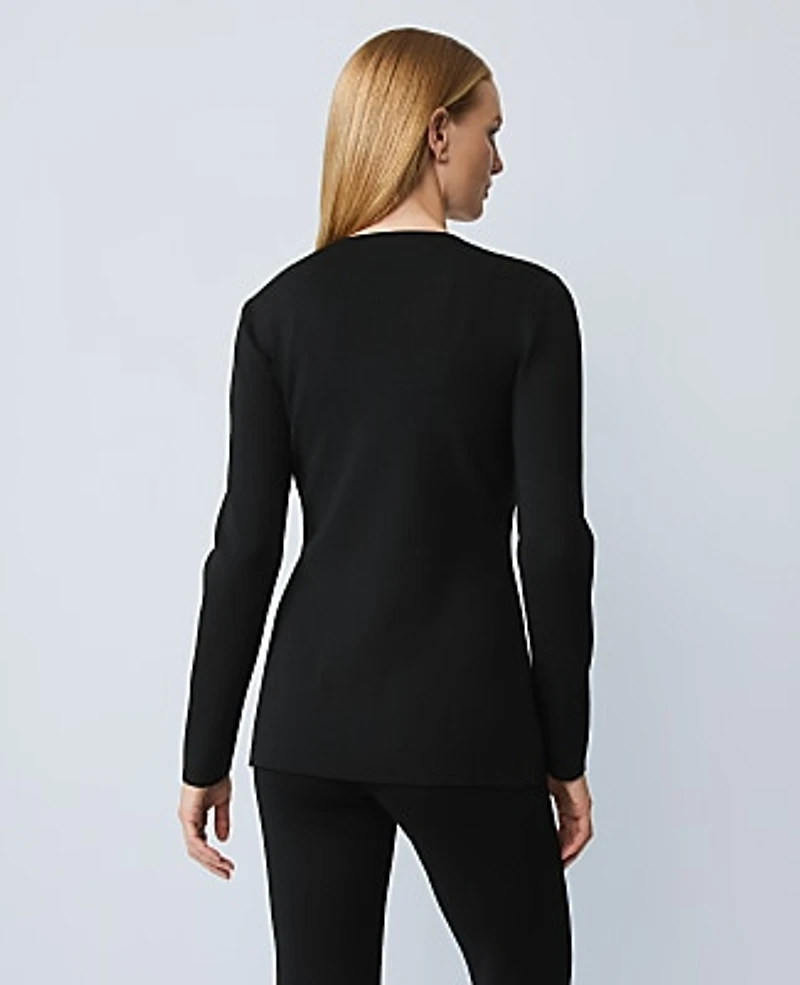 Ann Taylor Petite Crew Neck Cardigan Size 2XS Black Women's