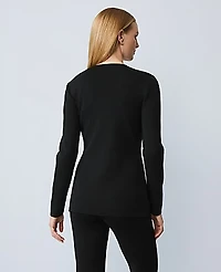 Ann Taylor Petite Crew Neck Cardigan Size 2XS Black Women's