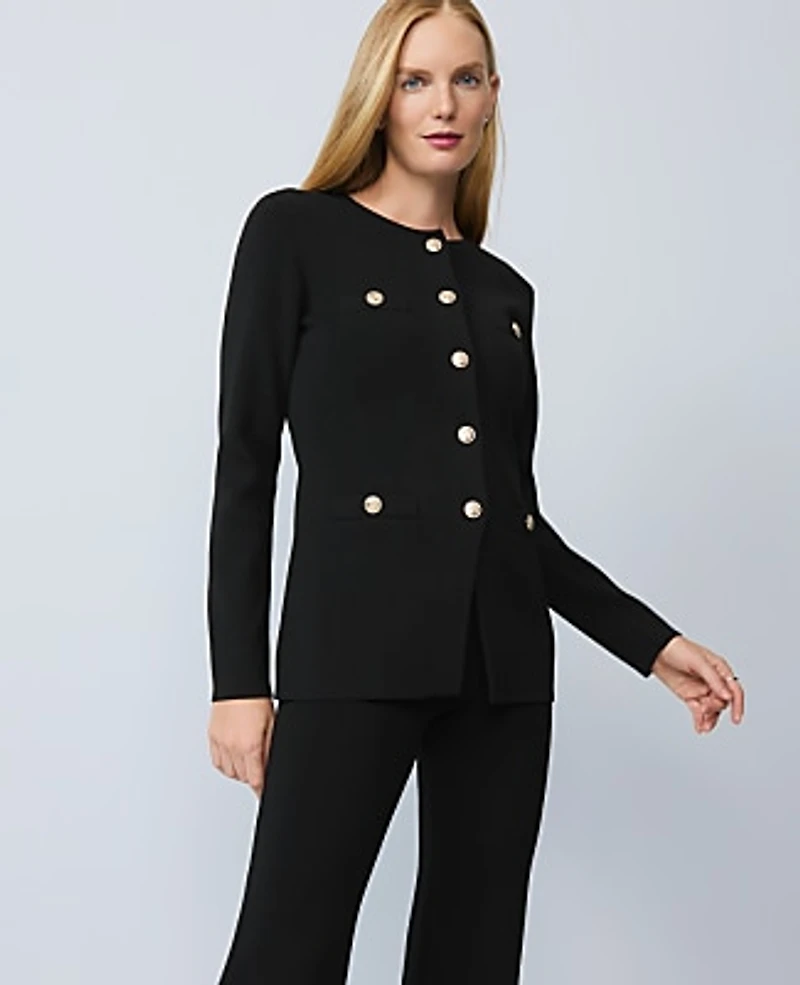 Ann Taylor Petite Crew Neck Cardigan Size 2XS Black Women's