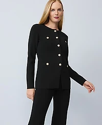 Ann Taylor Petite Crew Neck Cardigan Size 2XS Black Women's