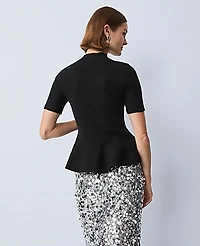 Ann Taylor Mock Neck Peplum Top Black Women's