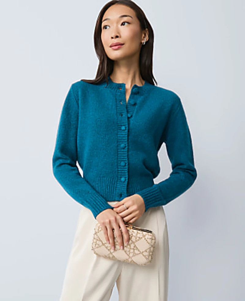 Ann Taylor Cozy Crew Neck Cardigan Pacific Shore Women's