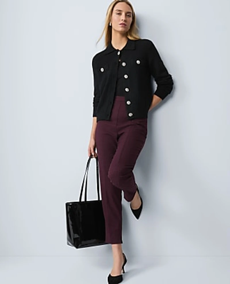 Ann Taylor Petite Embellished Collared Cardigan Women's