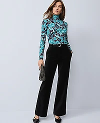 Ann Taylor Floral Turtleneck Top Aubergine Dream Women's