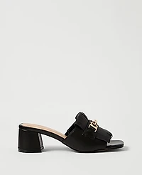 Ann Taylor Leather Kiltie Block Heel Sandal Women's
