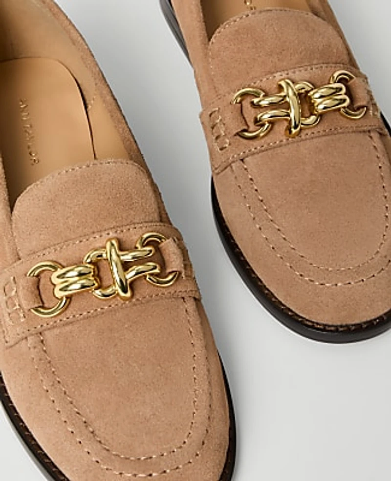 Ann Taylor Hardware Embellished Suede Loafer Women's