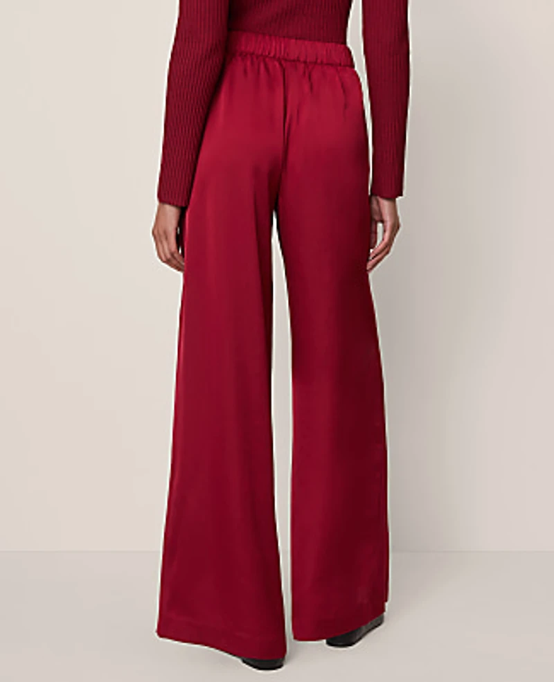 Ann Taylor The Petite Easy Palazzo Pant Satin Cherry Pie Women's