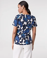 Ann Taylor Paisley Crew Neck T-Shirt Night Sky Women's