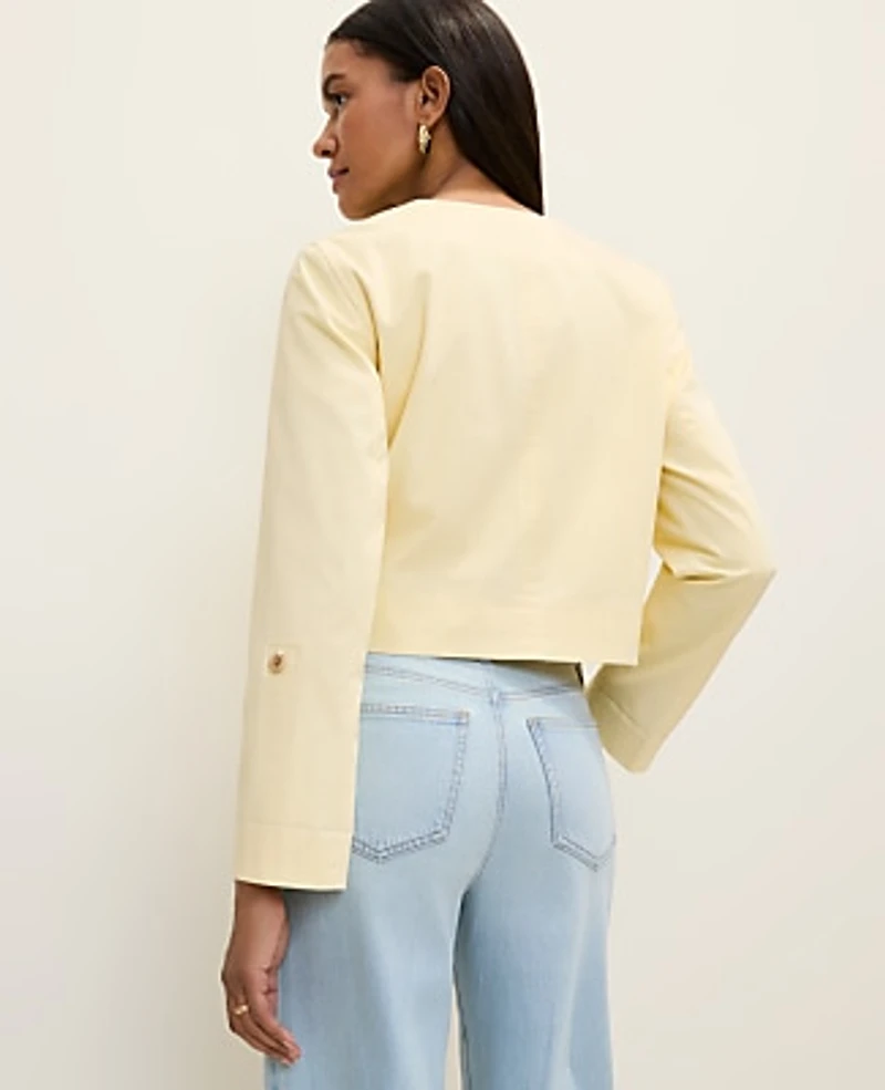 Ann Taylor Weekend Crew Neck Jacket Lemon Pavlova Women's