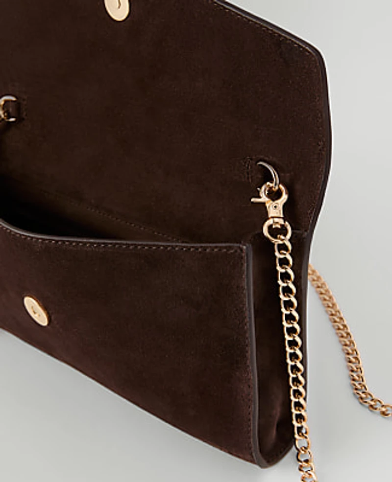 Ann Taylor Suede Crossbody Bag Pure Chocolate Women's