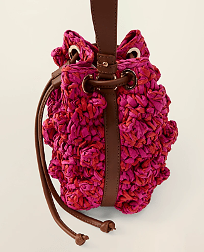 Ann Taylor Straw Drawstring Crossbody Bougainvillea Women's