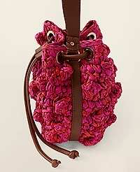 Ann Taylor Straw Drawstring Crossbody Bougainvillea Women's