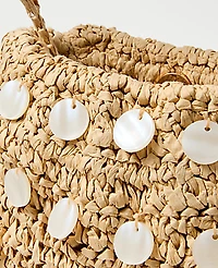 Ann Taylor Pearl Embellished Raffia Clutch Handbag Natural Women's