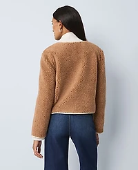 Ann Taylor Weekend Sherpa Crew Neck Jacket Flower Pot Women's