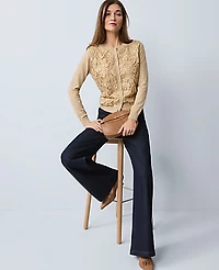 Ann Taylor Petite Lace Cardigan Camel Melange Women's