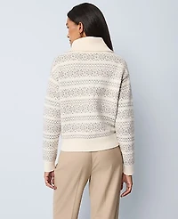 Ann Taylor Petite Weekend Fair Isle Polo Sweater Neutral Multi Women's