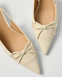 Ann Taylor Patent Leather Bow Slingback Pump Ivory Cream Women's