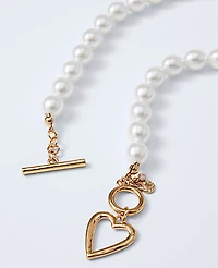 Ann Taylor Pearl Heart Pendant Necklace Ivory Women's
